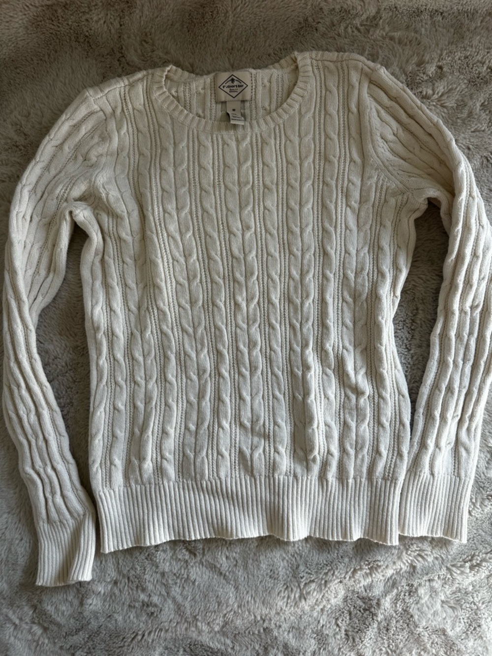 St. John's Bay Cream Cable Knit Crewneck Sweater